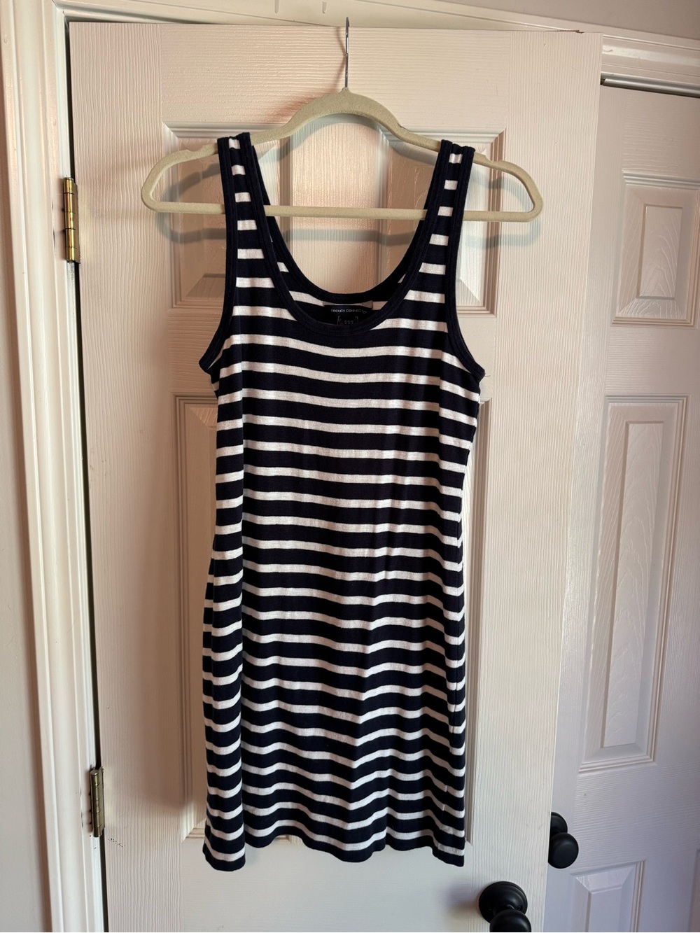 French Connection Navy & White Striped Tank Mini Dress